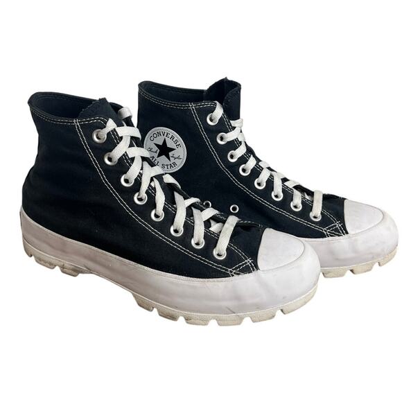 Converse All Star Chuck Taylor Black Canvas Lug Sole Platform High Tops sz 10.5 - Picture 1 of 6